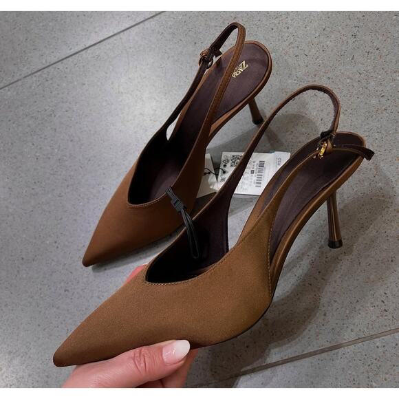 ZARA Brown Pointed Toe Heels NWT - Picture 9 of 16